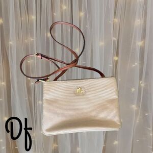 Lauren Ralph Lauren Bainbridge Tara Double Zip Crossbody Nylon Canvas Bag